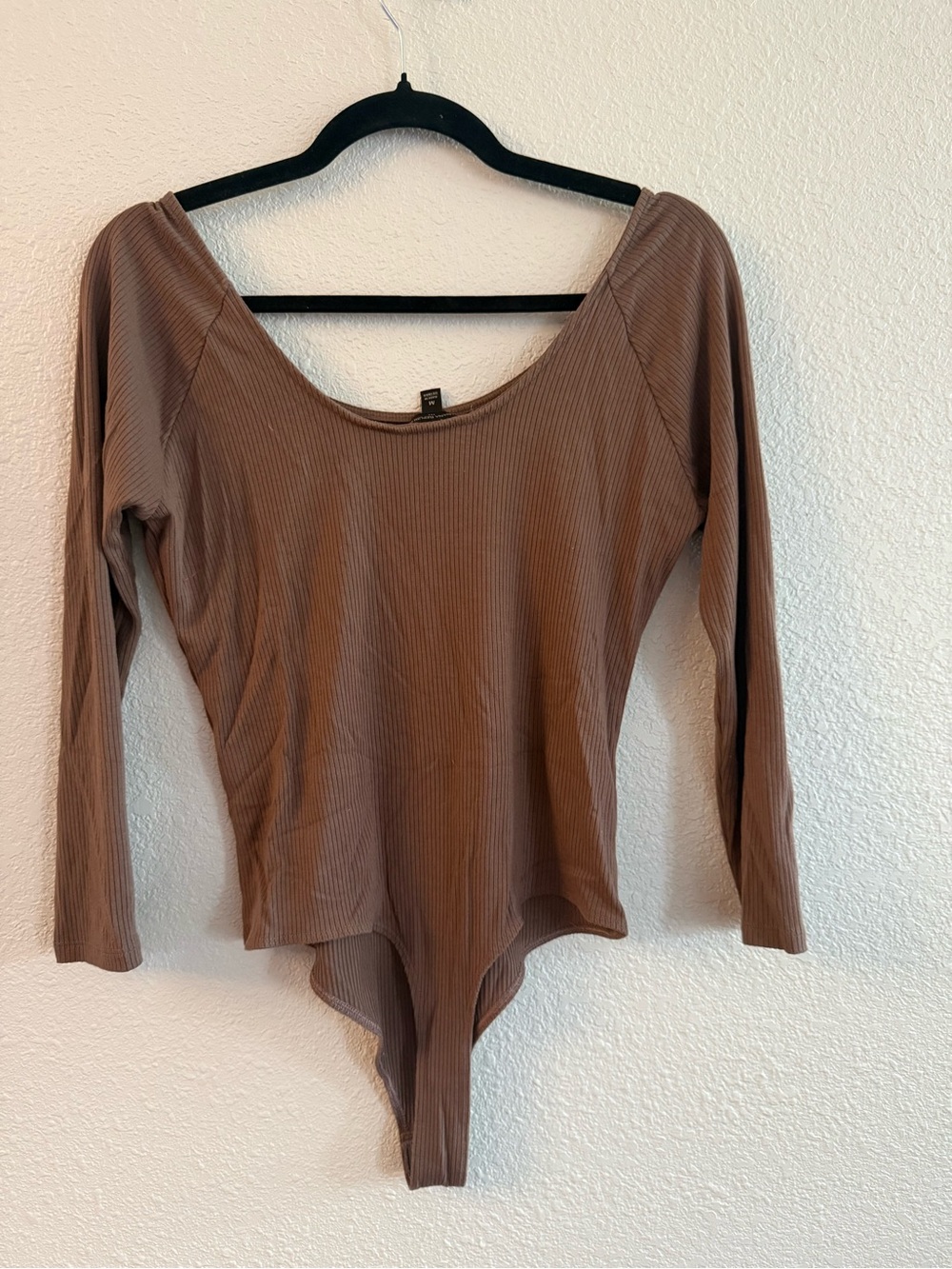 Banana Republic Ribbed Long-Sleeve Bodysuit in Taupe Brown